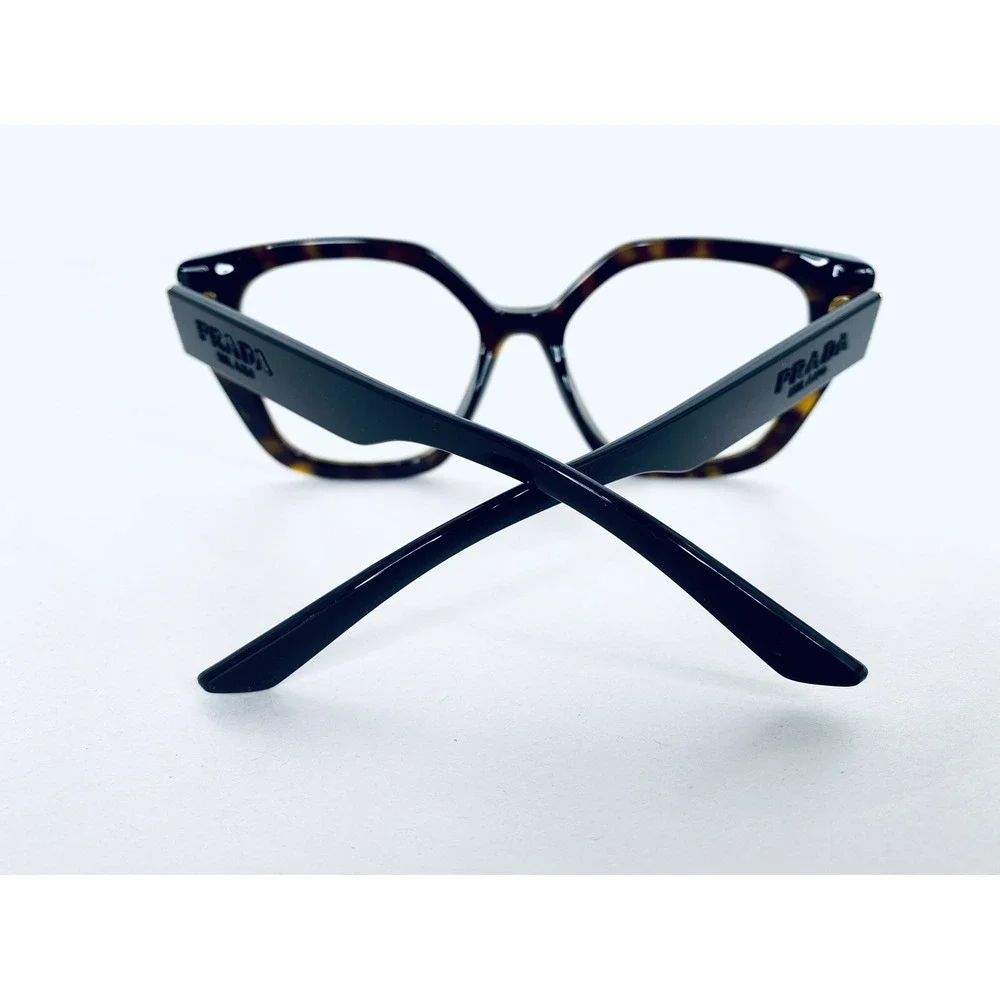 Prada Brown Tortoise Black Cat Eye Glasses Italy SPR24X 2AU-6S1 52 18 140